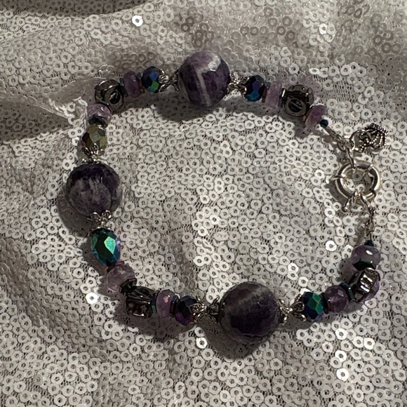 Artisan Chevron Amethyst Custom Purple Statement Bracelet NEWππππππποΈ - Picture 7 of 11